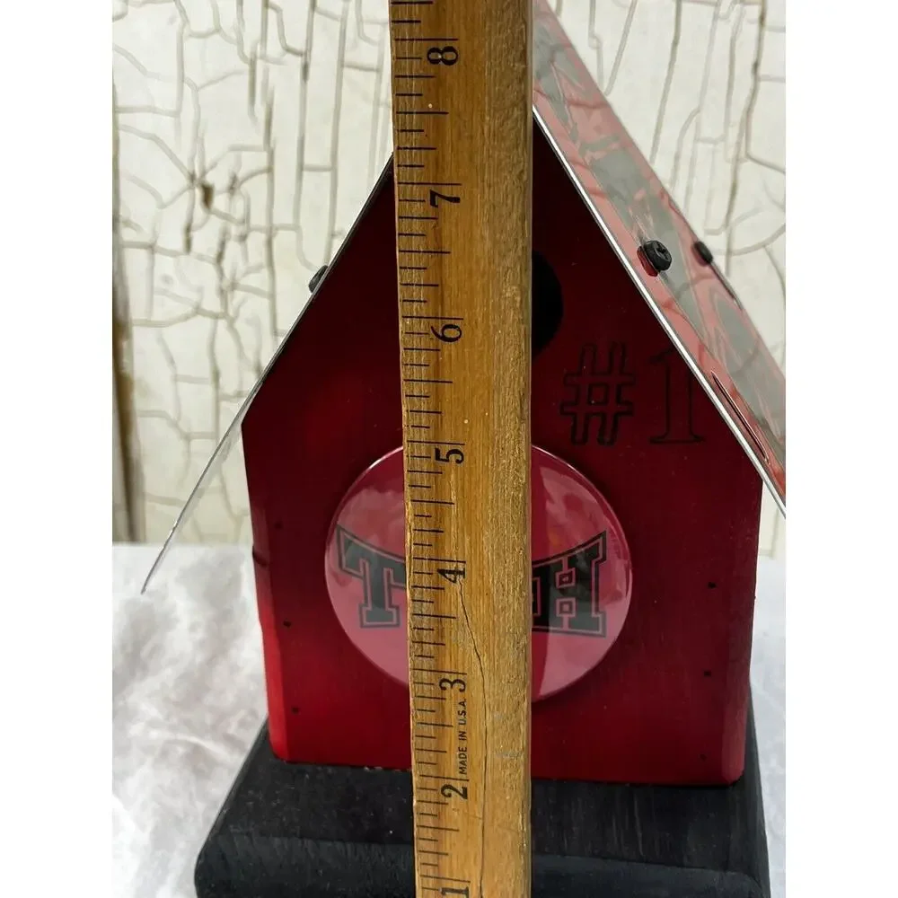 TEXAS TECH UNIVERSITY Birdhouse Handmade Red Raiders Wooden Decoration Tin Roof